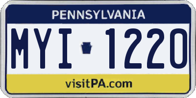 PA license plate MYI1220