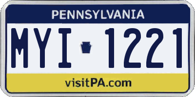 PA license plate MYI1221