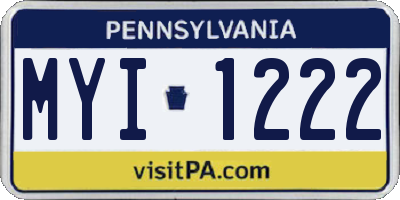 PA license plate MYI1222