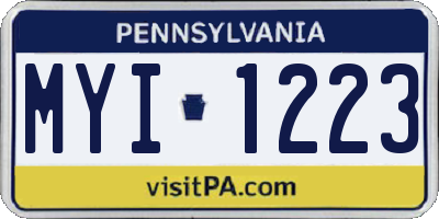 PA license plate MYI1223