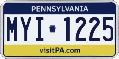PA license plate MYI1225