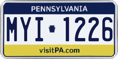 PA license plate MYI1226