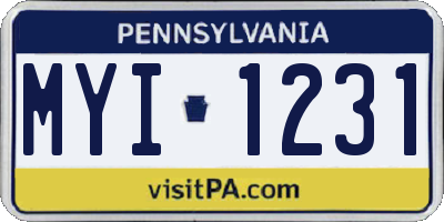 PA license plate MYI1231