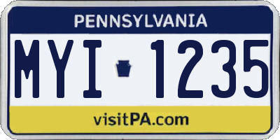 PA license plate MYI1235