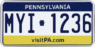 PA license plate MYI1236