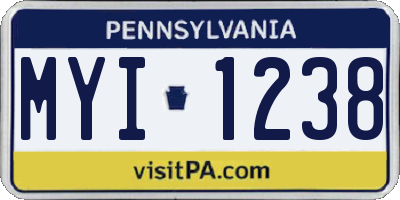 PA license plate MYI1238