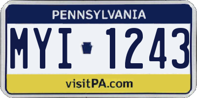 PA license plate MYI1243