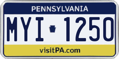PA license plate MYI1250