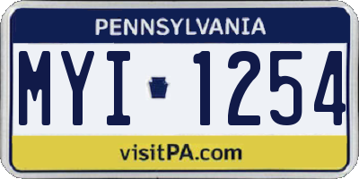 PA license plate MYI1254