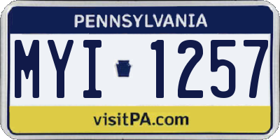 PA license plate MYI1257