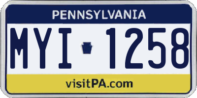 PA license plate MYI1258