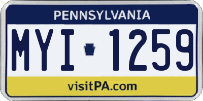 PA license plate MYI1259