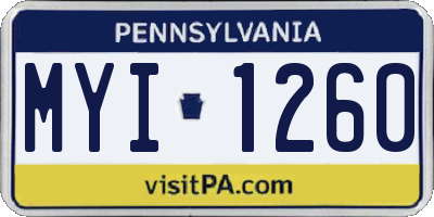 PA license plate MYI1260