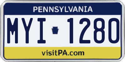 PA license plate MYI1280