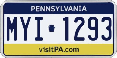 PA license plate MYI1293