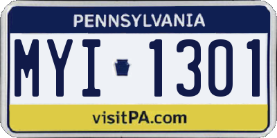 PA license plate MYI1301