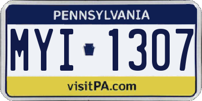 PA license plate MYI1307
