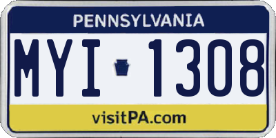 PA license plate MYI1308