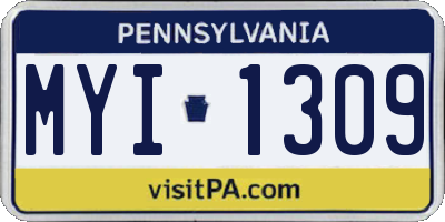 PA license plate MYI1309