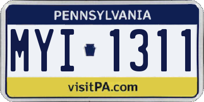 PA license plate MYI1311