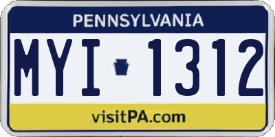 PA license plate MYI1312