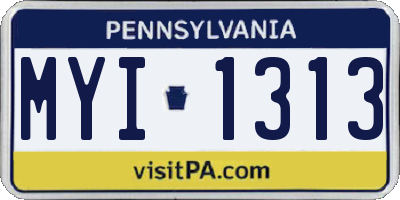 PA license plate MYI1313
