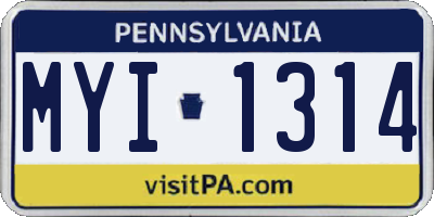 PA license plate MYI1314