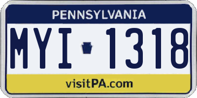 PA license plate MYI1318