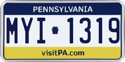 PA license plate MYI1319