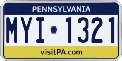 PA license plate MYI1321