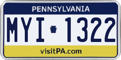 PA license plate MYI1322