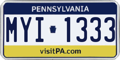 PA license plate MYI1333