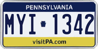 PA license plate MYI1342