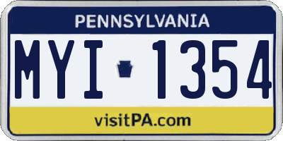 PA license plate MYI1354