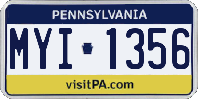 PA license plate MYI1356