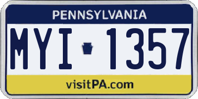 PA license plate MYI1357