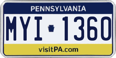 PA license plate MYI1360