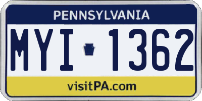 PA license plate MYI1362