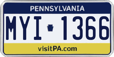 PA license plate MYI1366