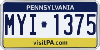 PA license plate MYI1375