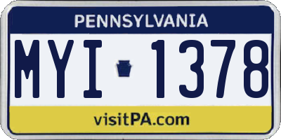 PA license plate MYI1378