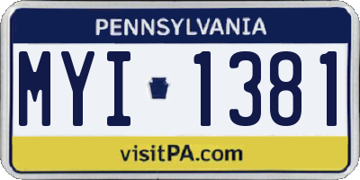 PA license plate MYI1381
