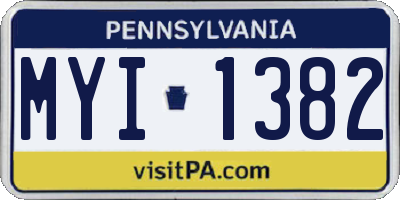 PA license plate MYI1382