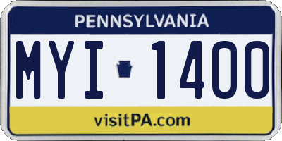 PA license plate MYI1400