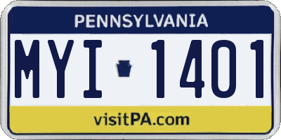 PA license plate MYI1401