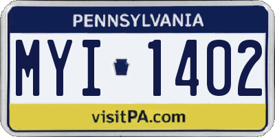 PA license plate MYI1402