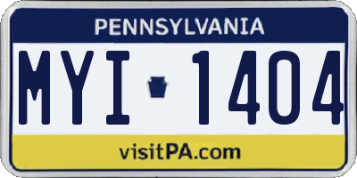 PA license plate MYI1404