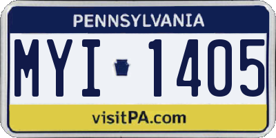 PA license plate MYI1405