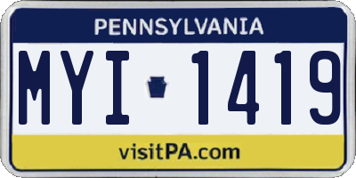 PA license plate MYI1419