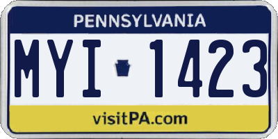 PA license plate MYI1423
